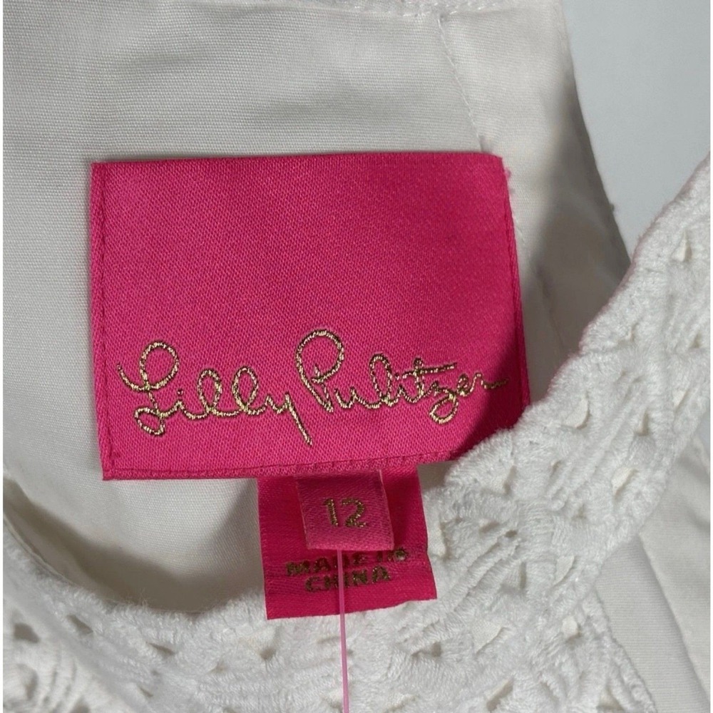 Lilly Pulitzer Charlize Stretch Shift Dress Women 12 Resort White Eyelet Bridal - Picture 4 of 10